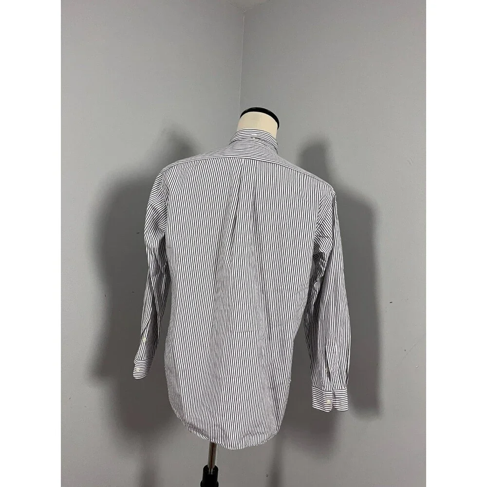 Polo Ralph Lauren McMeel Button Front Shirt Purple Green Stripe Men's Medium